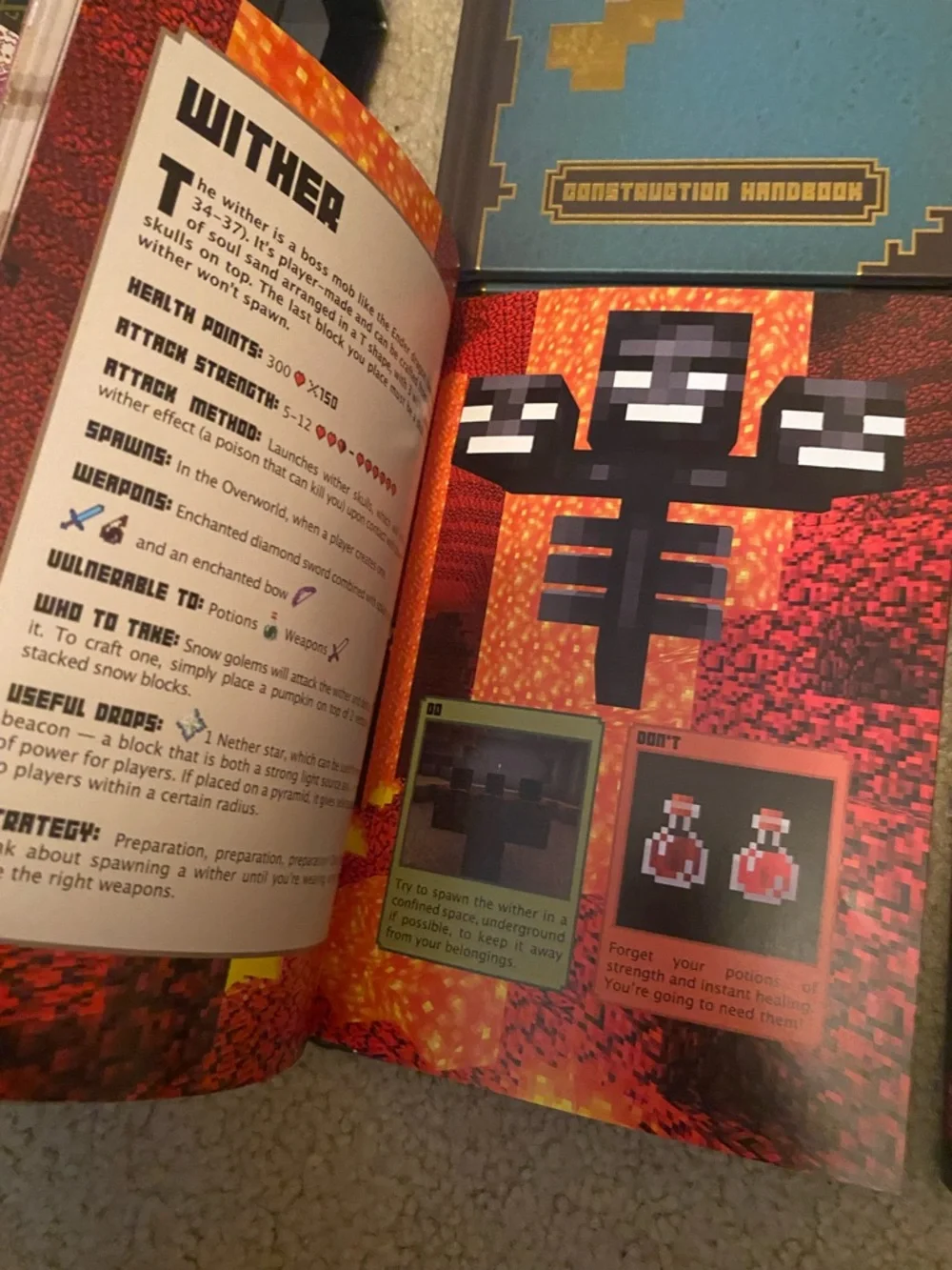 Minecraft Handbook Set in Blue, Red, Maroon, Green & Gold Accents